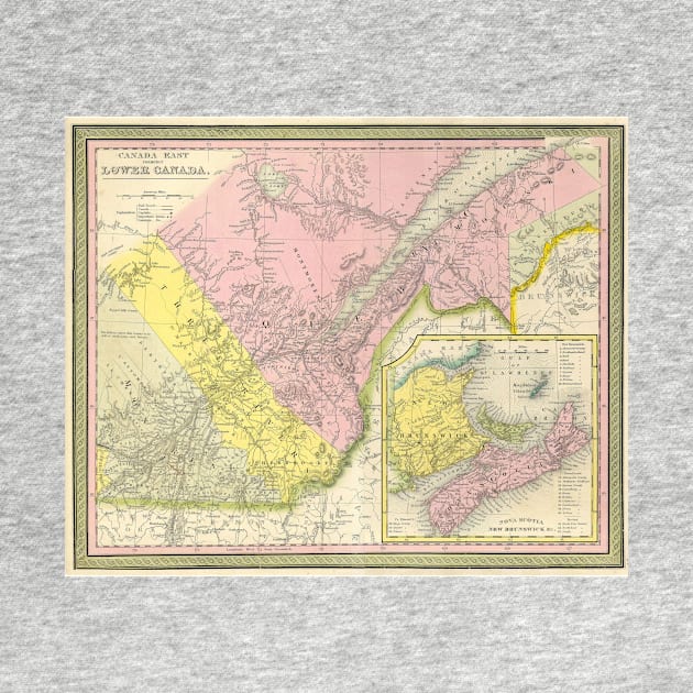 Vintage Map of Eastern Canada (1850) by Bravuramedia
